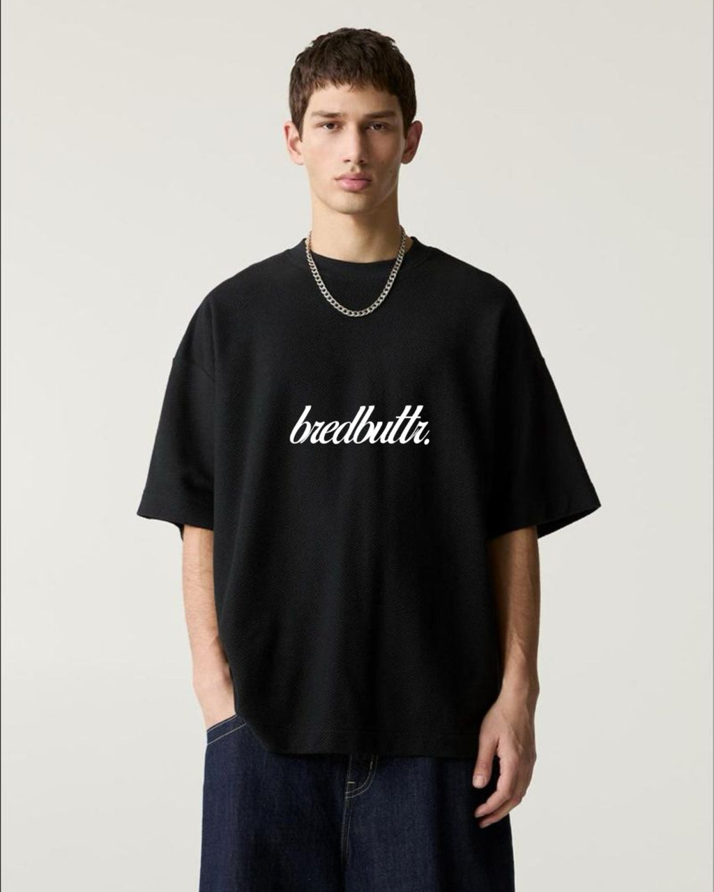 Black Basic Bredbuttr Unisex Terry Oversized Tee