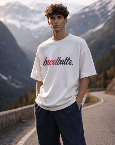 Basic White Bredbuttr Unisex Terry Oversized Tee