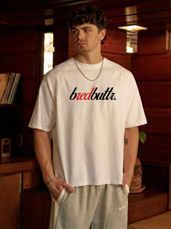Basic White Bredbuttr Unisex Terry Oversized Tee