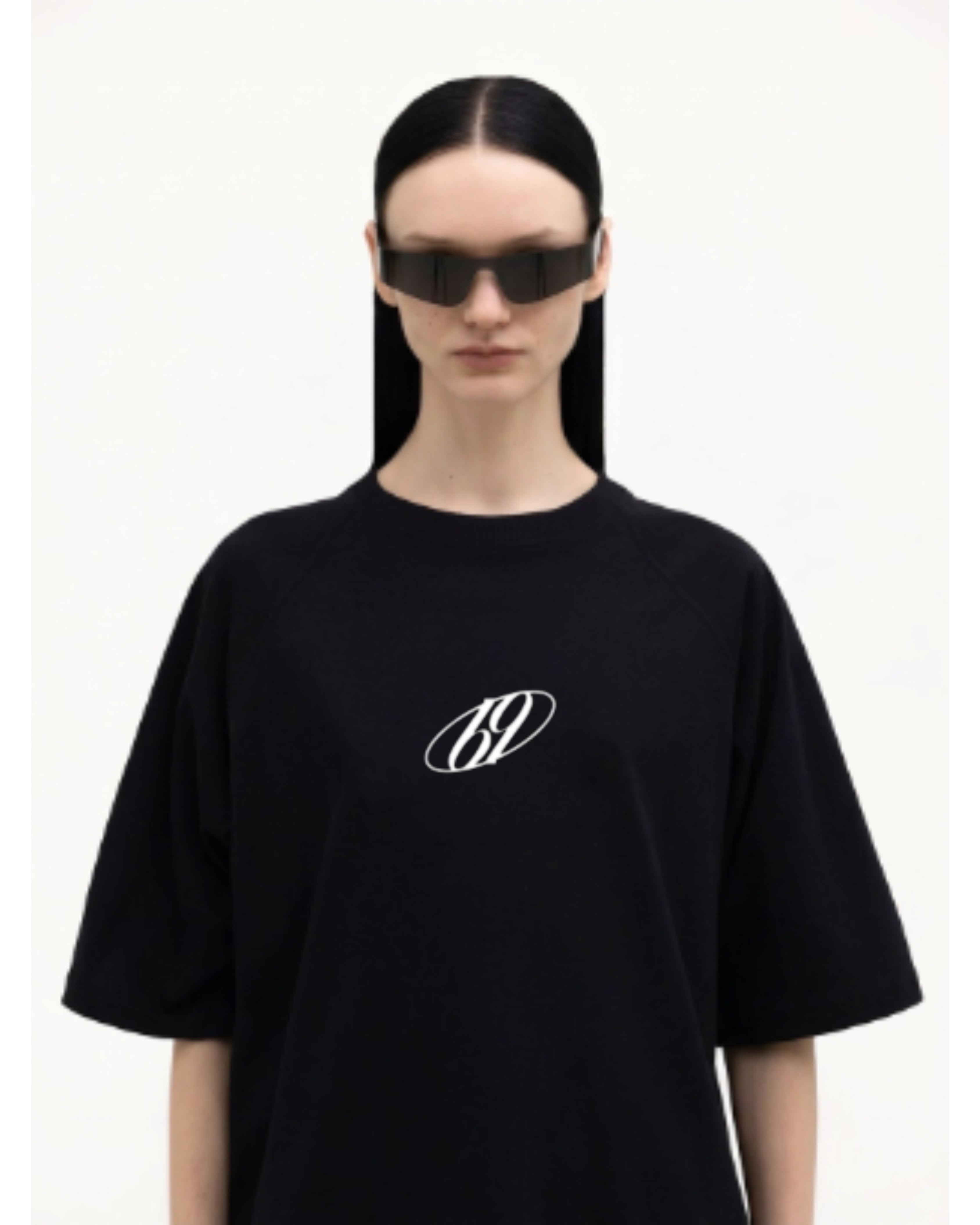 Black Embroidery Unisex Terry Oversized Tee