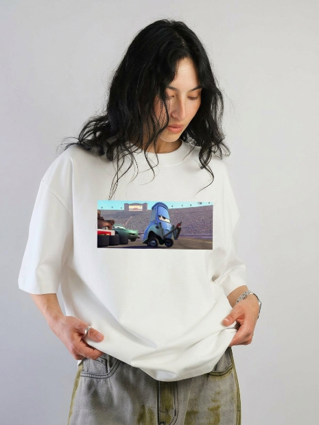 Cars Unisex Terry White Oversized Tee