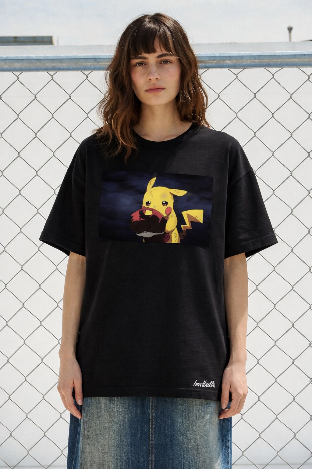 Iconic Pikachu Unisex Terry Black Oversized Tee