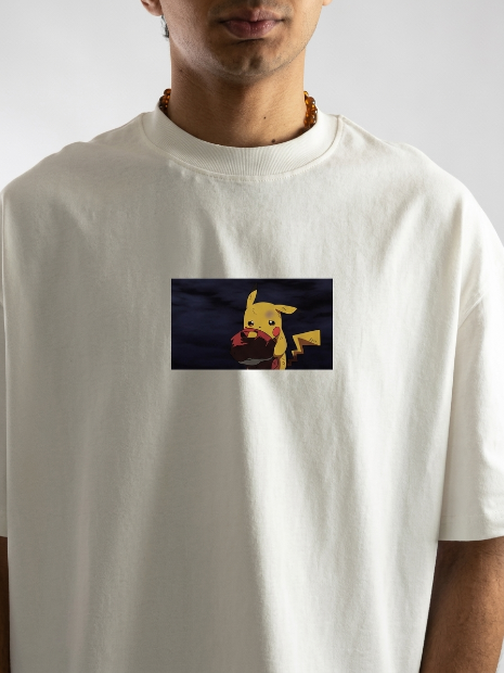 Iconic Pikachu Unisex Terry White Oversized Tee