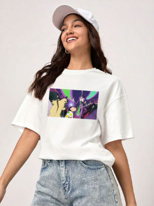 Shinchan Unisex Terry White Oversized Tee