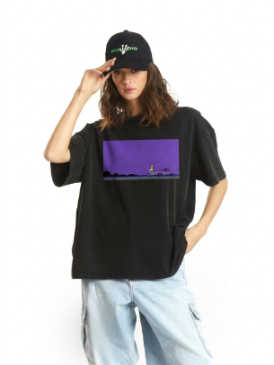 Simpson Unisex Terry Black Oversized Tee