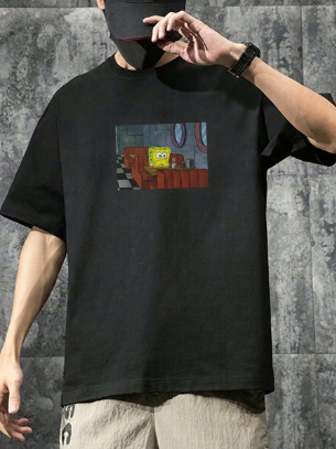 The Diner Scene Sponge Bob Unisex Terry Black Oversized Tee